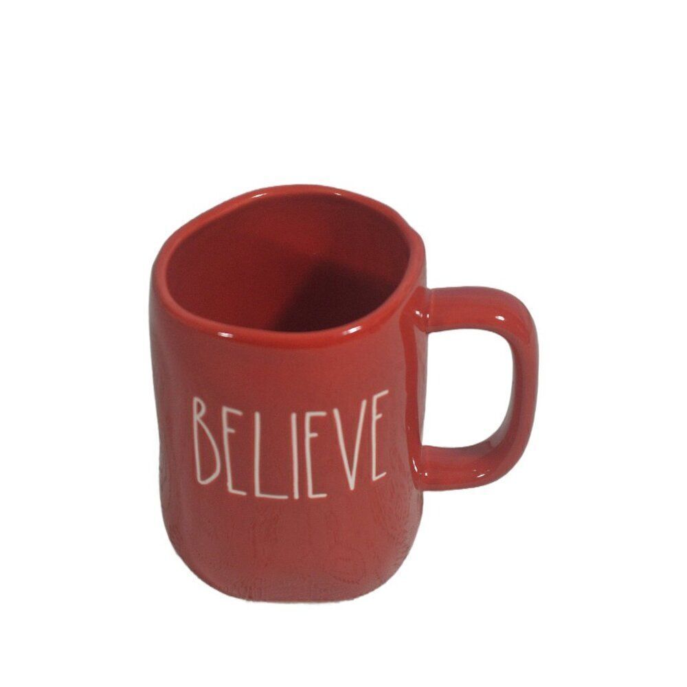 Rae Dunn BELIEVE Red Ceramic Mug Farmhouse Chic